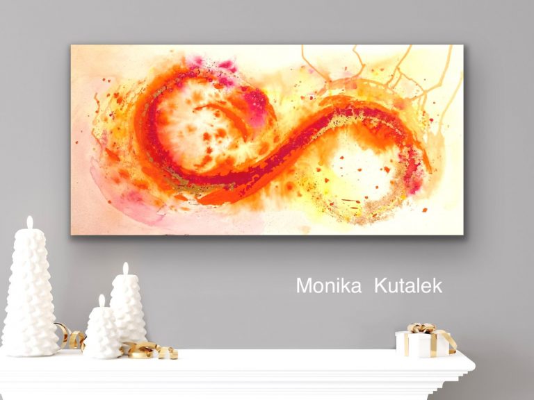 Die unendliche Flamme der Liebe in Dir, Acryl + Goldglitter, 50x100, verkauft