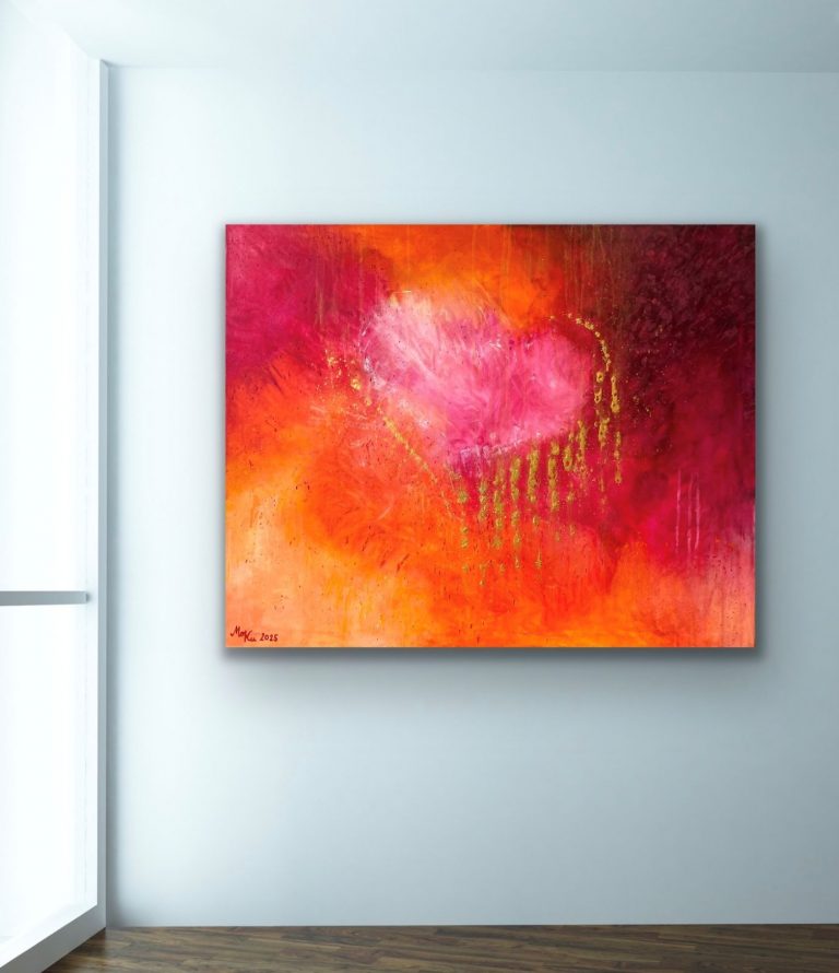 Pure Liebe, Acryl + Goldglitter, 80x100, verkauft