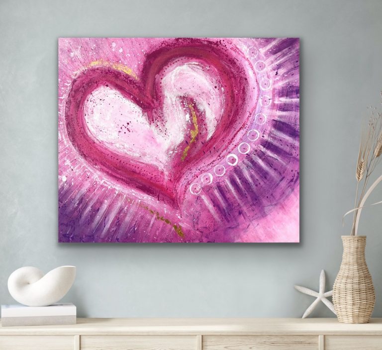 Santes offenes Herz, Acryl + Blattgoldfolie, 50x60, verkauft