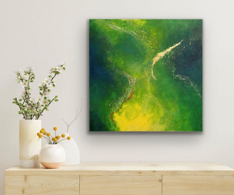 Spread your nature magic, Acryl + Blattgoldfolie, 50x50, verkauft